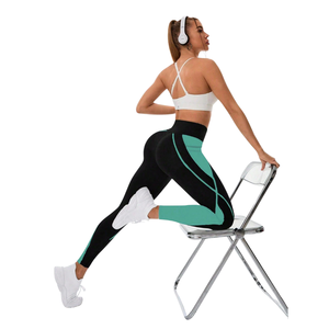 Womens High Waist Color Block Yoga <b>Leggings</b> with Side Pocket Stretch Fitness Running Gym Ankle Length Workout Pants - Product Image 5