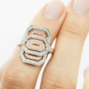Anillo de Cóctel de Lujo para Mujer, Oro Sólido de 18K, Chapado en Oro Rosa, Diamante con Corte Octogonal, Joyería Fina para Boda - Product Image 2