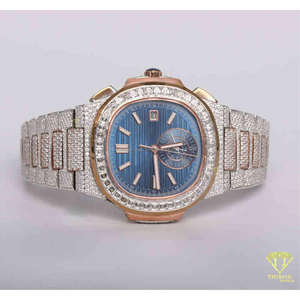 Montre de luxe plaquée or rose et argent sterling 925, entièrement sertie de diamants Moissanite VVS, style Hip Hop, automatique, pour homme - Product Image 3