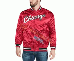 OEM Baseball Custom Design Satin Varsity Letterman Bomber Jacket For Men