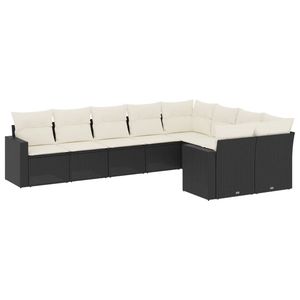 Grand ensemble de canapés de jardin en rotin PE noir avec pieds réglables - Product Image 2
