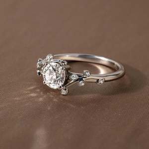 Anillo de Compromiso Personalizado de Oro 10K 14K 18K con Moissanita Natural, Diseño Floral, VVS, Brillante, para Aniversario, Fabricante ODM - Product Image 2