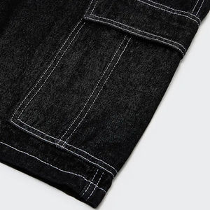 Streetwear Casual Blank Loose <b>Men</b> Jean <b>Short</b> Custom logo Contrast Stitching Solid <b>Baggy</b> Denim <b>Shorts</b> <b>Men</b> Hiphop Jorts for <b>Men</b> - Product Image 6