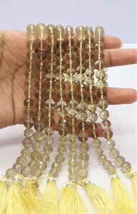 Cuentas de piedras preciosas sueltas de forma redonda facetadas de cuarzo limón Natural de 8mm, cuarzo hecho a mano para la fabricación de joyas, precio al por mayor a granel - Product Image 2