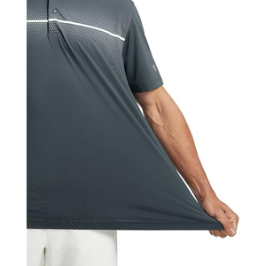 เสื้อโปโลกอล์ฟผู้ชายแขนสั้นดรายฟิต ระบายความชื้นได้ดี พิมพ์ลายแถบหน้าอก เสื้อยืดลำลอง - Product Image 4