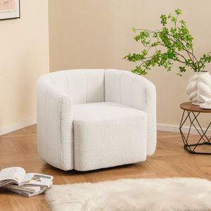 Fauteuil d'appoint moderne en sherpa pour salon, rembourré avec dossier et accoudoirs incurvés - Product Image 4