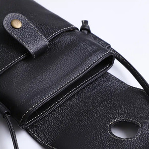 Bolso bandolera de cuero negro para mujer con cierre de botón a presión, estilo clásico, portátil, para uso diario - Bolso bandolera - Product Image 5