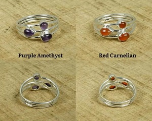 925 Sterling Silver Natural Gemstone Designer <b>Ring</b> Moonstone Onyx <b>Tiger</b> <b>Eye</b> Chalcedony Turquoise Amethyst Handmade Jewelry - Product Image 4