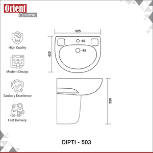 Wholesale Exporter Selling Top Quality White Ceramic Sanitary Ware Hand Wash Basin Half Pedestal for Home and Villa Use - Product Image 3