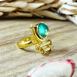 Market Favorite Green Onyx <b>Rings</b> Vintage Brass <b>Ring</b> For Women 18k <b>Gold</b> Plated Geometric <b>Cocktail</b> Jewelry For Wholesale/OEM/ODM - Product Image 4