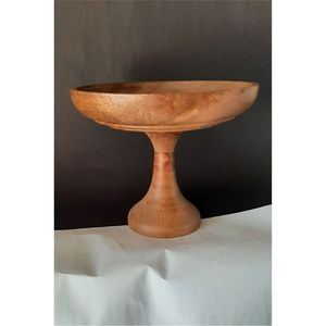 Bol sur piétement en bois de manguier fait main, décoratif, avec perles, pour centre de table, décoration rustique, bols de service en bois - Product Image 3