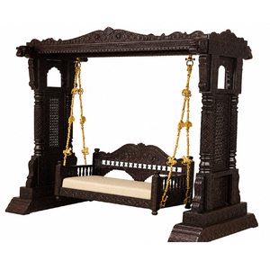 Hand-Carved Teak Wood <b>Swing</b> Jhoola for Living Room Indian Vintage Hall Brass Chains Durable Classic Designer Wooden <b>Swing</b> - Product Image 1