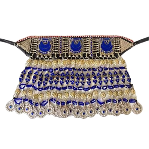 Bagues tribales afghanes exquises avec incrustations de turquoise et de corail naturels, bandes métalliques sculptées à la main, style ethnique traditionnel - Product Image 2