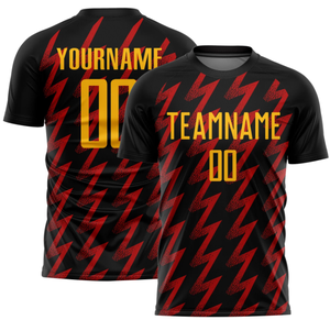 Ensemble d'uniformes de football personnalisés par sublimation, motif éclair noir et or, séchage rapide, OEM ODM, tenue d'équipe pour adultes, kit maillot 2026 - Product Image 3