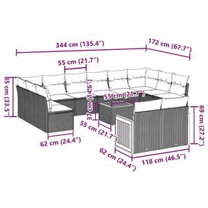 Ensemble de canapés de jardin en rotin PE noir, grand ensemble pour 8 personnes - Product Image 3
