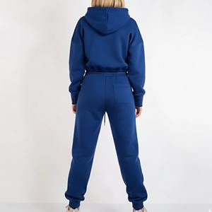 Customized Blue <b>Shimmer</b> Velour Tracksuit Cropped Hoodie Set Crop Knit Top and <b>Tights</b> Graphic Casual Retro - Product Image 5