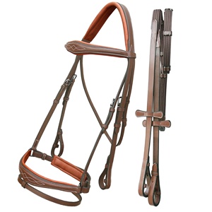 Brida de Doma Anatómica de Cuero Italiano de Alto Rendimiento con Riendas de Tela, Producto Premium Horsekraft Cómodo con Costuras Elegantes - Product Image 4