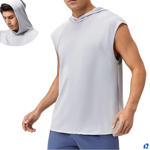 เสื้อกล้ามครอปผู้ชายสำหรับออกกำลังกาย ระบายอากาศได้ดี ยืดหยุ่น ผลิตจากโพลีเอสเตอร์/คอตตอน สไตล์ไฮสตรีท ตกแต่งด้วย Appliques แบบสั่งทำ - Product Image 1