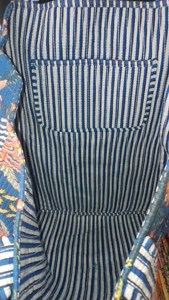 Traditional Blue Cotton <b>Tote</b> <b>Bag</b> with Floral Print Bohemian Style <b>Summer</b> Casual Zipper Shopping Handbag for Women - Product Image 5