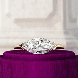 Bague en diamant taille marquise East West 1,5 carat, diamant de laboratoire taille marquise en or 18 carats pour les acheteurs en gros - Product Image 1