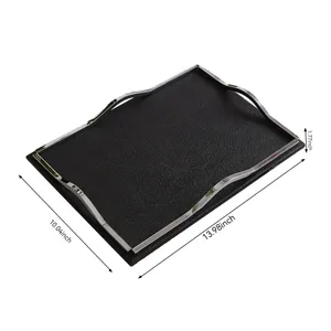 Minimalist Black Ceramic Eco-Friendly Serving Tray with Metal <b>Frame</b> Round Design for Elegant Dining Presentation - Product Image 2