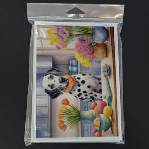 Whimsical <b>Easter</b> Dalmatian Greeting <b>Cards</b> <b>Pack</b> of 8 A7 Size 5x7 Blank Note <b>Cards</b> with Envelopes for Decorating for Holidays! - Product Image 3