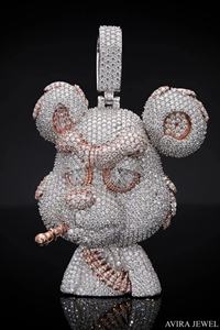 Colgante Unisex de Estrella y Círculo con Diamantes de Moissanita, Plata de Ley 925 Bañada en Oro, Estilo Hip Hop, con Certificado GRA - Product Image 2