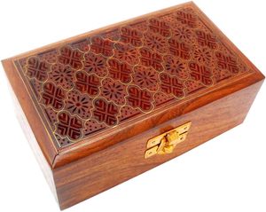 Caja de Almacenamiento de Joyas de Madera UNIVERSAL OVERSEAS con Tapa Abatible, Regalos Artesanales Naturales, Decorativa, para Guardar Objetos en el Hogar, Capacidad Personalizada UO-WJB-0022 - Product Image 1