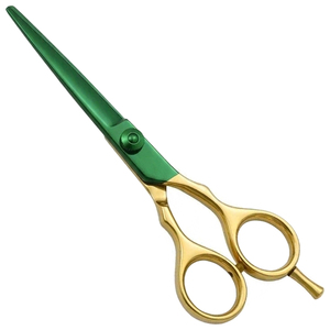 Custom Logo 5.5 Inch Wholesale Barber Hairdressing <b>Scissor</b> Green Gold Stainless Steel Men's <b>Beard</b> Grooming Durable Hair <b>Scissor</b> - Product Image 1