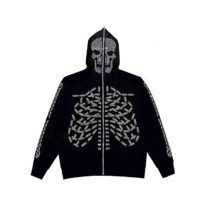 Wholesale Unisex High Quality Custom <b>Hoody</b> Jacket <b>Men</b> Full Face Zipper <b>Hoodie</b> Customized Rhinestone <b>Work</b> - Product Image 4