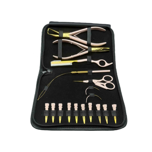 Premium Quality Stainless Steel Hair Extension Tools Kit <b>Set</b>-Peach Gold Plated Custom Logo Pliers <b>Razor</b> Scissor Wholesale - Product Image 1