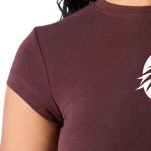 Camiseta Deportiva Corta sin Costuras para Mujer, Color Marrón, para Gimnasio, Fitness, Yoga, Entrenamiento, Manga Corta, Ropa Deportiva de Secado Rápido - Product Image 4