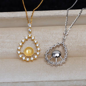 Collier avec pendentif creux en forme de perle 9-10 avec chaîne 4474, accessoires de bricolage en forme de goutte, trouvailles et composants de bijoux - Product Image 2