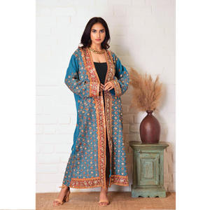 Peignoir long vintage en soie pour femme, orné de perles, style kimono, idéal pour les mariages, les fêtes ou comme vêtement de détente et de nuit – Nouvelle collection très prisée - Product Image 1