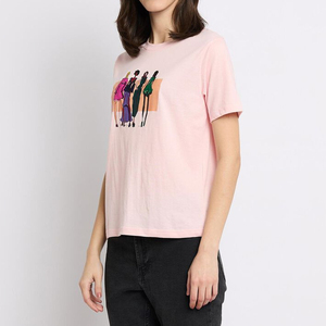 Top Trending 100% Airlume Combed and <b>Ring</b> Spun Cotton 32 Single 4.2 oz Charity Pink Womens Relaxed Jersey Short Sleeve T-Shirt - Product Image 3