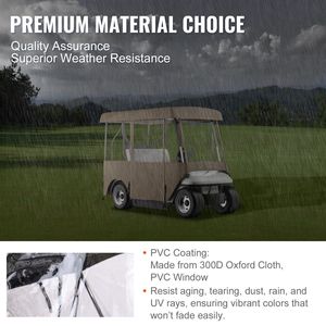 Abri de voiturette de golf 4 côtés pour Fairway Deluxe, 300D imperméable avec fenêtres transparentes, convient à 2+2 places - Product Image 3