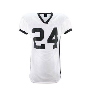 Ensemble de maillot de football américain blanc col en V 24 avec pantalon rembourré rouge unisexe adulte en maille, vêtements de sport 100% polyester respirant et à séchage rapide - Product Image 2