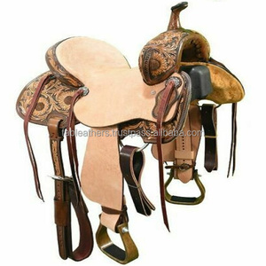Hermosamente tallado hecho a mano de cuero genuino Western Pleasure Trail Riding Horse Saddle para montar carreras al por mayor a granel - Product Image 2
