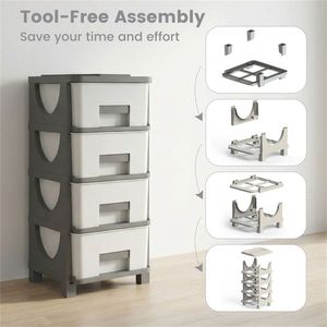 Organizzatore Verticale Compatto a 4 Cassetti, Armadietto in Plastica per Camera da Letto, Bagno o Ufficio - Product Image 5