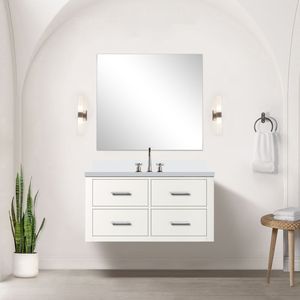 Singolo bianco da 36 pollici. L X 22 Pollici Mobile da Bagno con Top in Marmo Coltivato e Set Rubinetto per Bagni Piccoli - Product Image 2