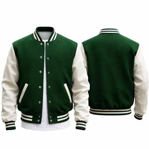 Blouson universitaire unisexe streetwear personnalisé de haute qualité pour le printemps et l'automne, avec lettres appliquées et design color block sur le devant, 100% coton - Product Image 4