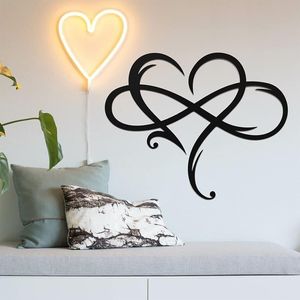 Decorazione da Parete in Metallo a Forma di Cuore Infinito, Ornamento Unico in Acciaio per Camera da Letto e Casa con Scritta 'Love' - Product Image 1