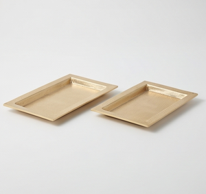 Plateau unique en métal lourd à bord plat, texture moulée, pour cuisine et salle à manger, articles de table en stock - Product Image 1