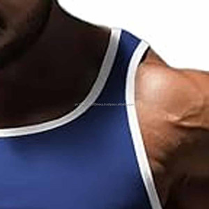Débardeur OEM en gros pour hommes, grande taille, coton épais, bouton 3D, uni, gym, haute qualité, noir, sans manches - Product Image 2