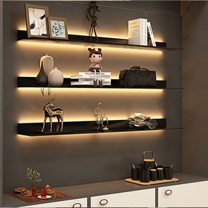 Estante Flotante de Madera Sheesham con Iluminación LED, Diseño Minimalista para Sala de Estar |   Muebles de Almacenamiento Artesanales de Moradabad al por Mayor - Product Image 2