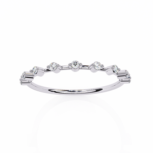 Anillo Flotante de Diamantes de Nueve Piedras, Media Eternidad, Dos Tonos, Oro Blanco de 10k, 14k, 18k - Product Image 4