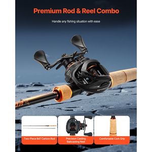 Canne à pêche en carbone IM7 avec moulinet, système 7+1 BB, rapport de transmission 7.0:1 pour une pêche efficace au black-bass - Product Image 2