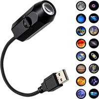 Lampe projecteur USB Galaxie avec 10 diapositives planétaires interchangeables et col de cygne flexible à 360 degrés