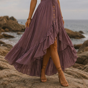 Robe longue maxi pour femme, style bralette, à découpes, en polyester et élasthanne, tissée, respirante, anti-boulochage - Product Image 5