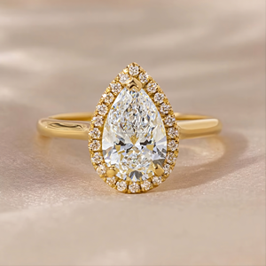 Bague en diamant taille poire avec pierres latérales en or blanc, élégante bague de fiançailles, bijoux de mariée de luxe, bague en diamant étincelant - Product Image 1